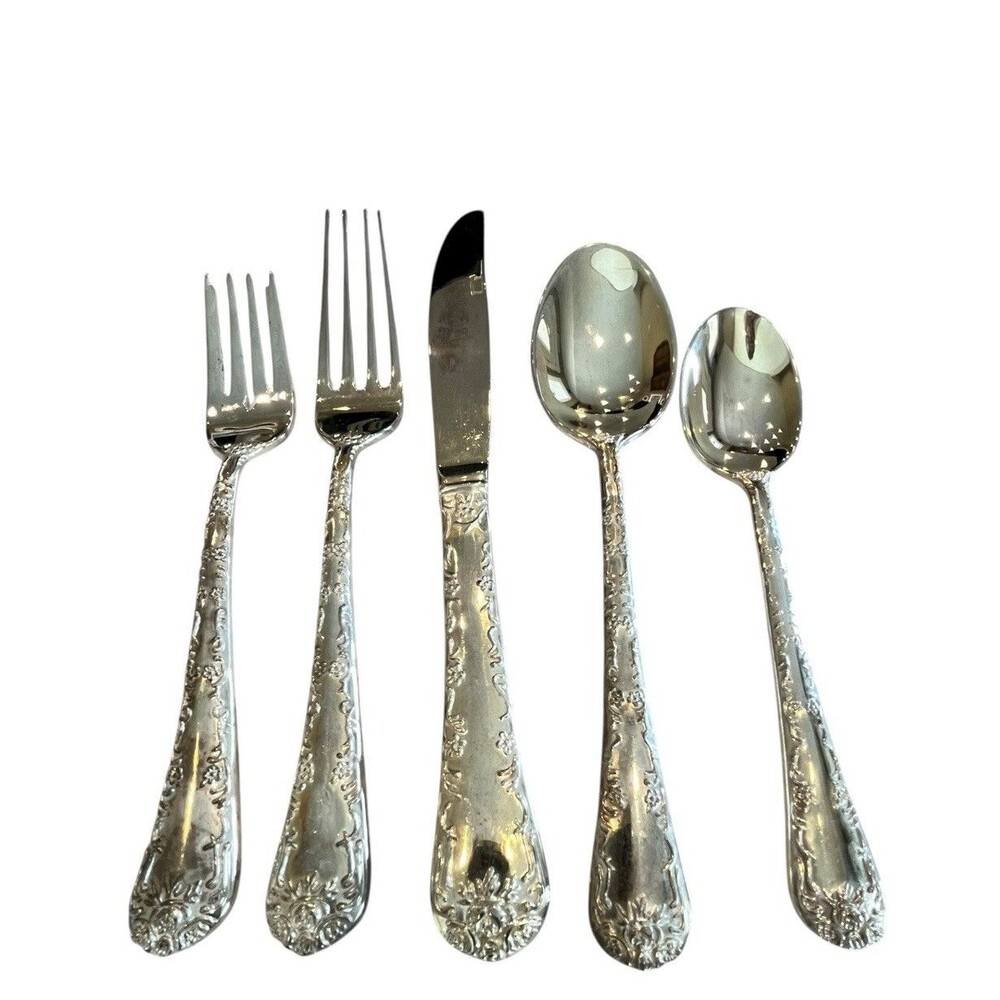 WM Roger Enchanted Rose Vintage Silverplate by Intl Silver 1 place setting 5 pcs